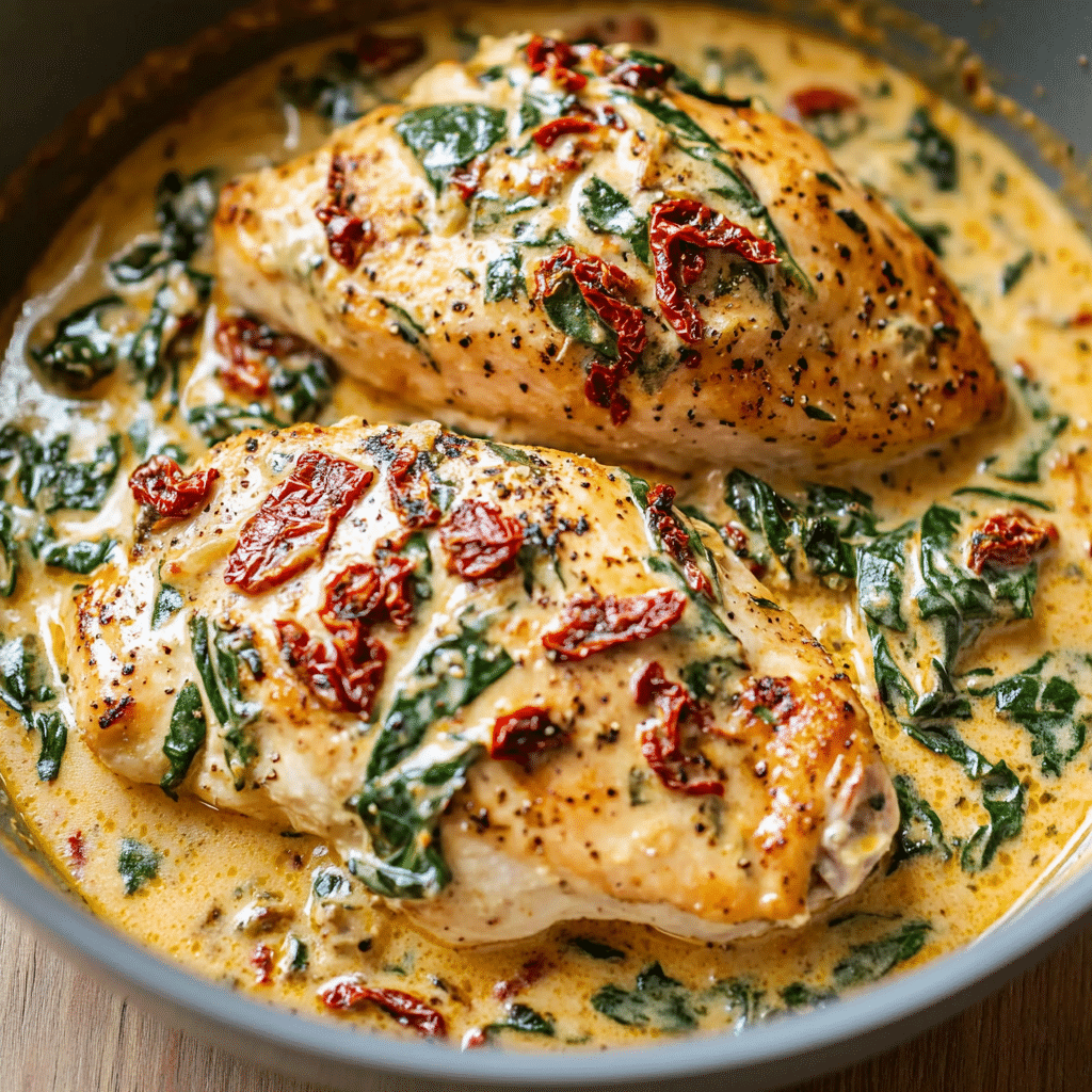 Creamy Tuscan Chicken with Spinach & Sun-Dried Tomatoes