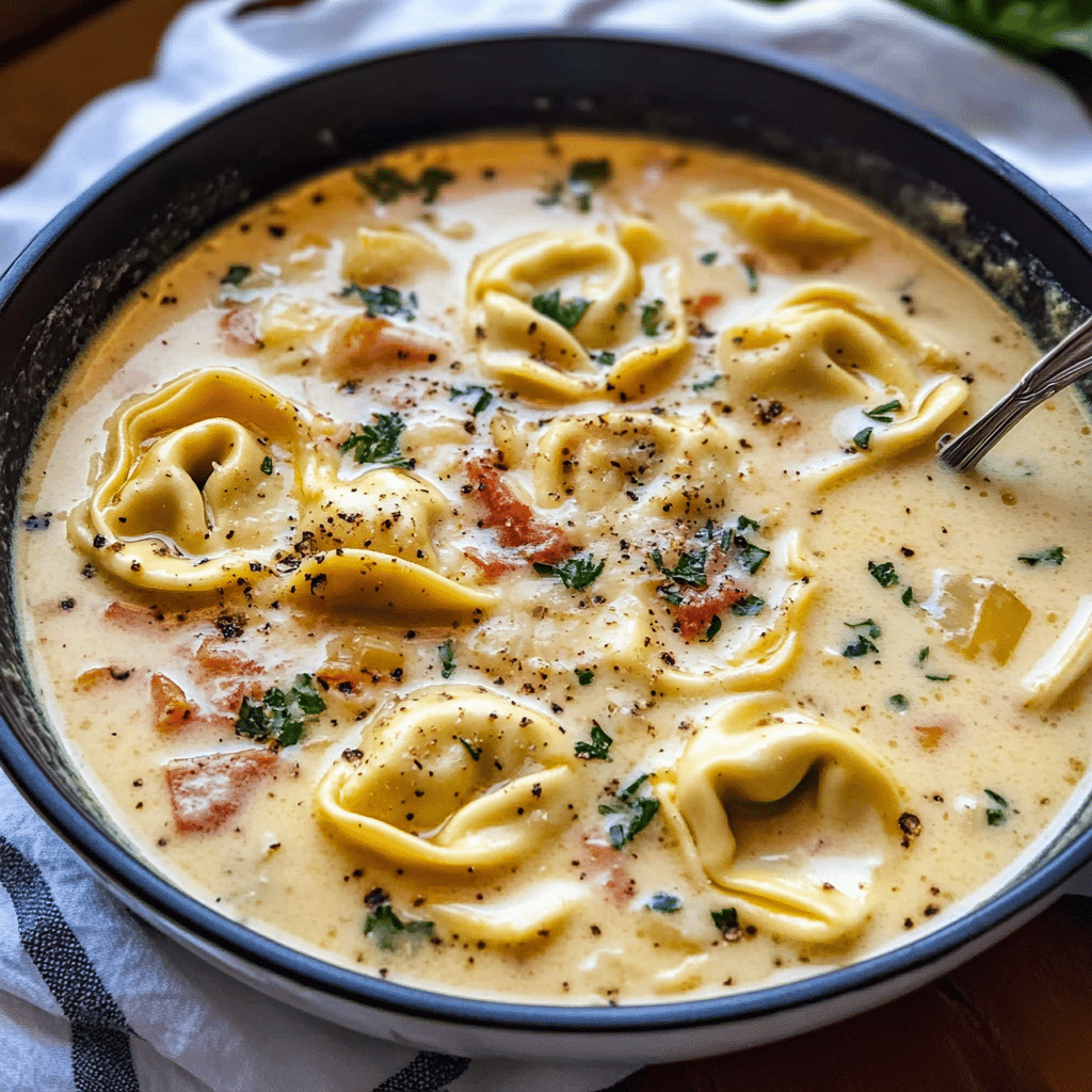 Creamy Tuscan Garlic Tortellini Soup