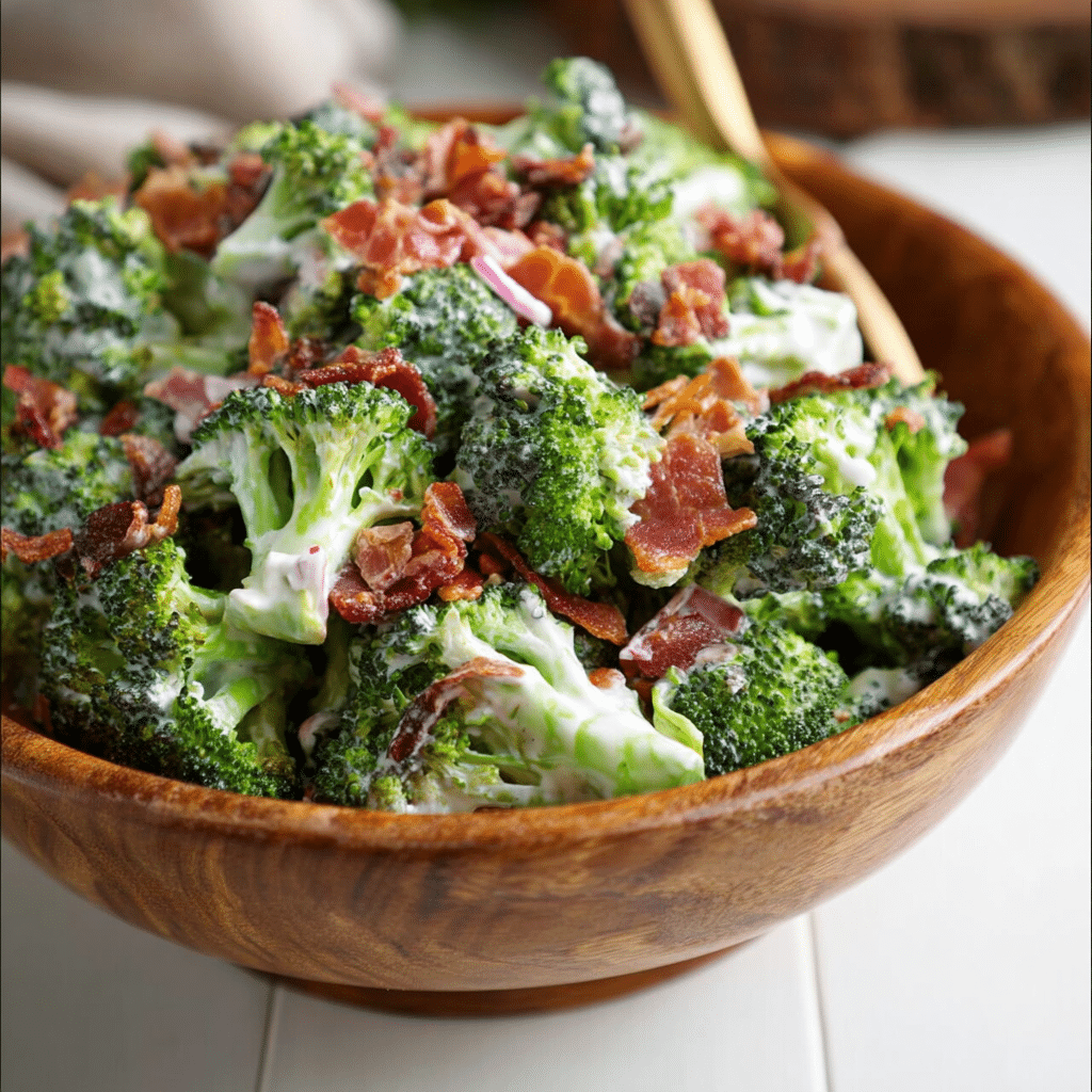 Easy Broccoli Salad Recipe with Bacon and Creamy Dressing
