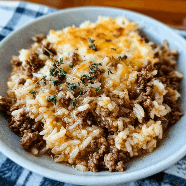 French Onion Ground Beef and Rice Casserole