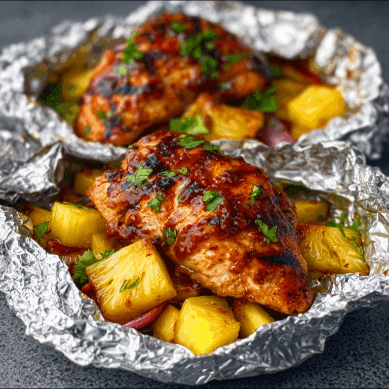 Hawaiian BBQ Chicken and Pineapple Foil Packets