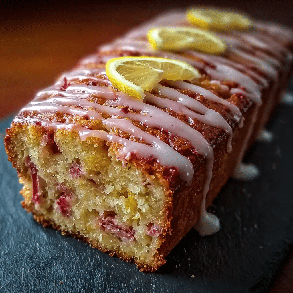 Lemon Rhubarb Loaf with Glaze