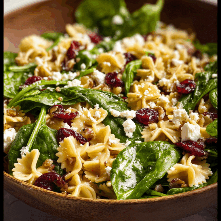 Spinach Pasta Salad with Feta and Cranberries