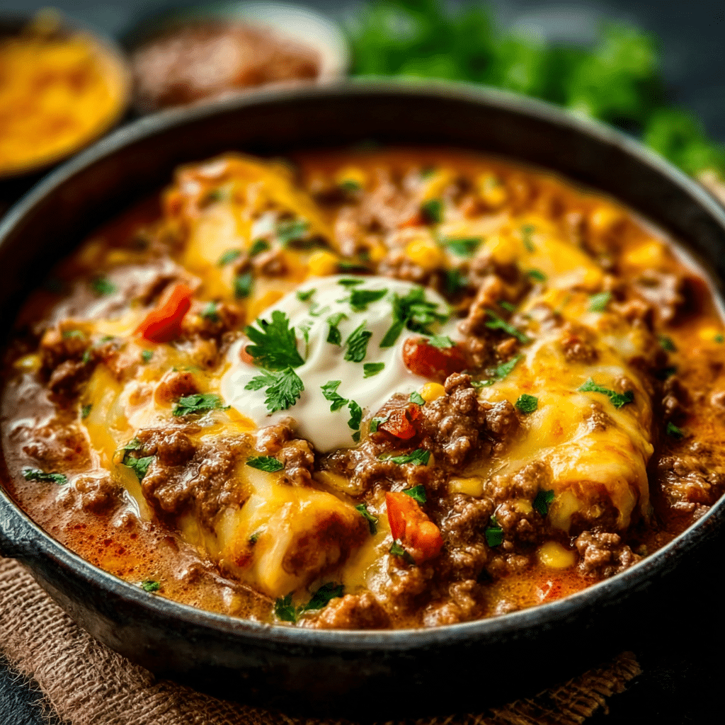 Chili Recipe with Enchilada Sauce and Ground Beef