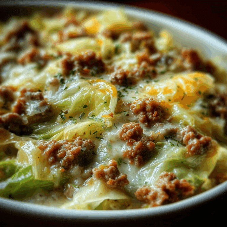 Creamed Cabbage and Ground Beef Casserole