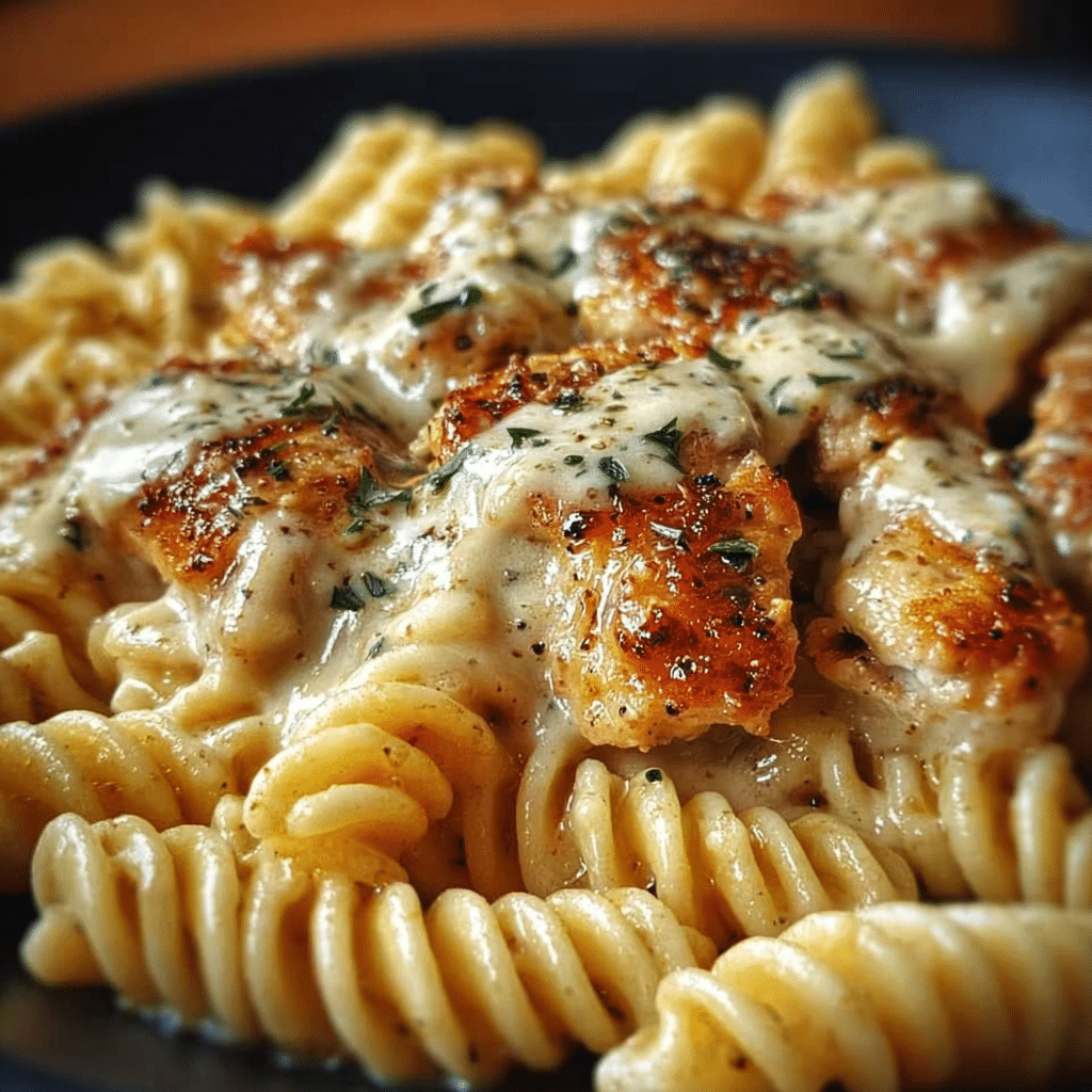 Creamy Garlic Butter Chicken & Rotini in Parmesan Sauce