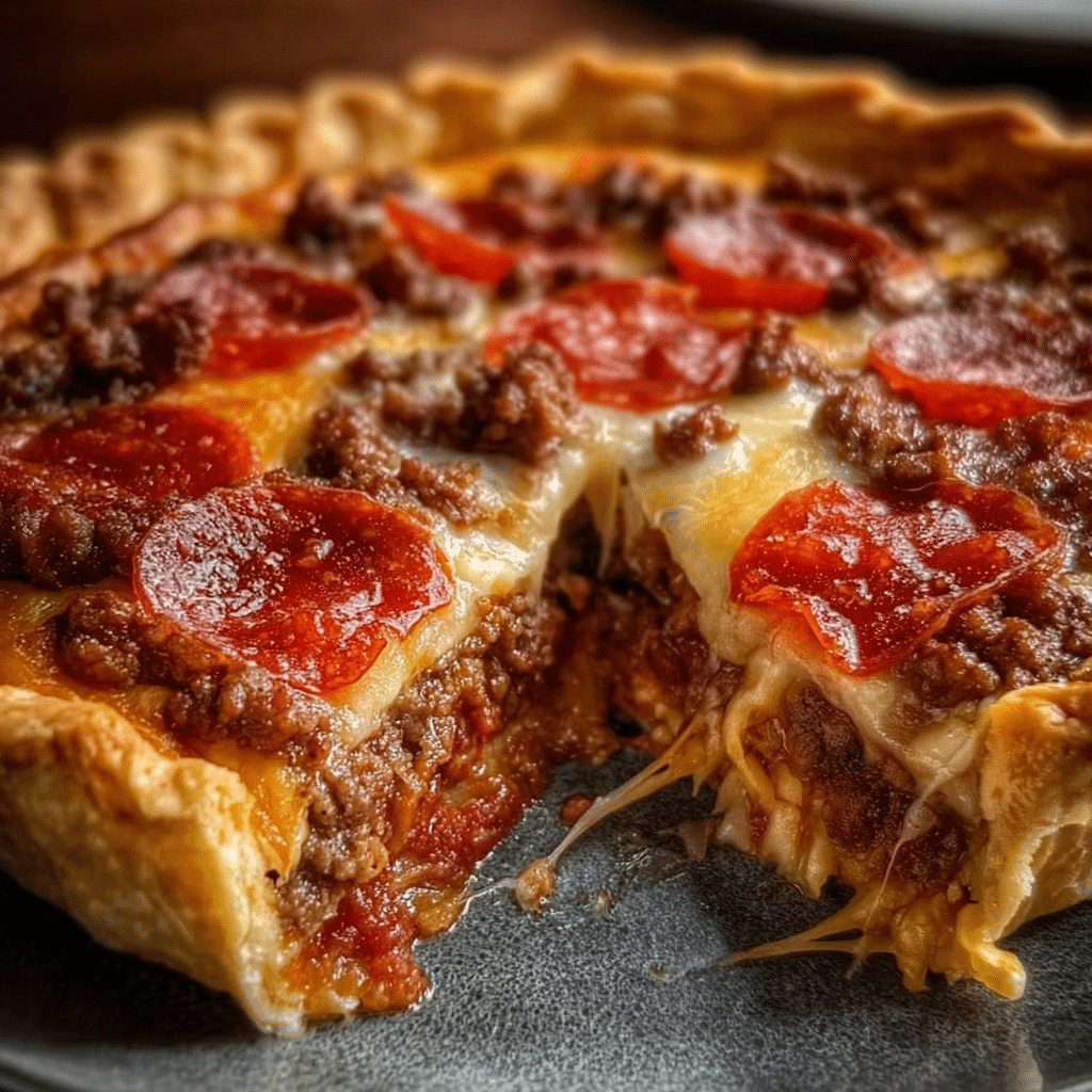 Deep Hamburger Sausage & Pepperoni Pie