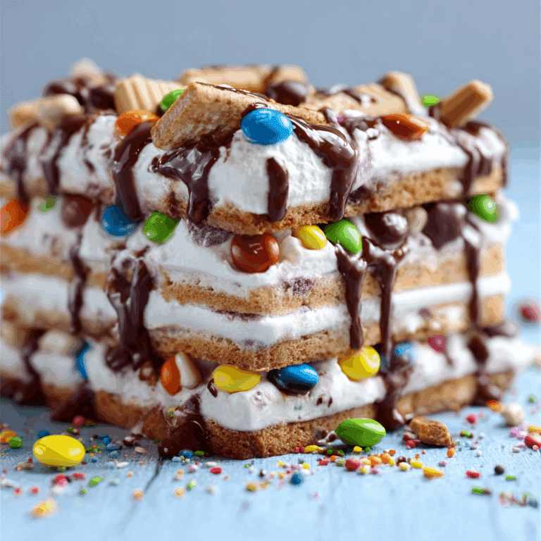 Easy M&M Ice Cream Sandwich Cake