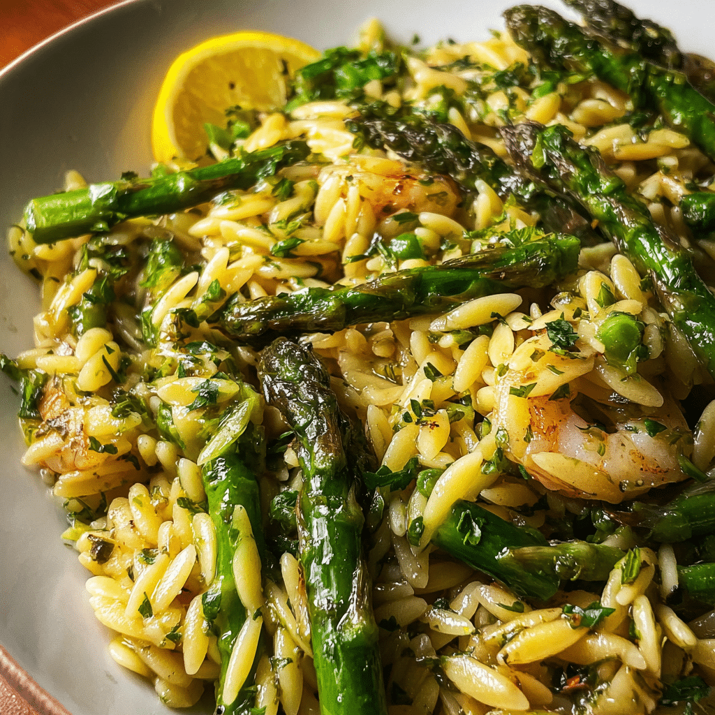 Garlic Butter Asparagus Orzo