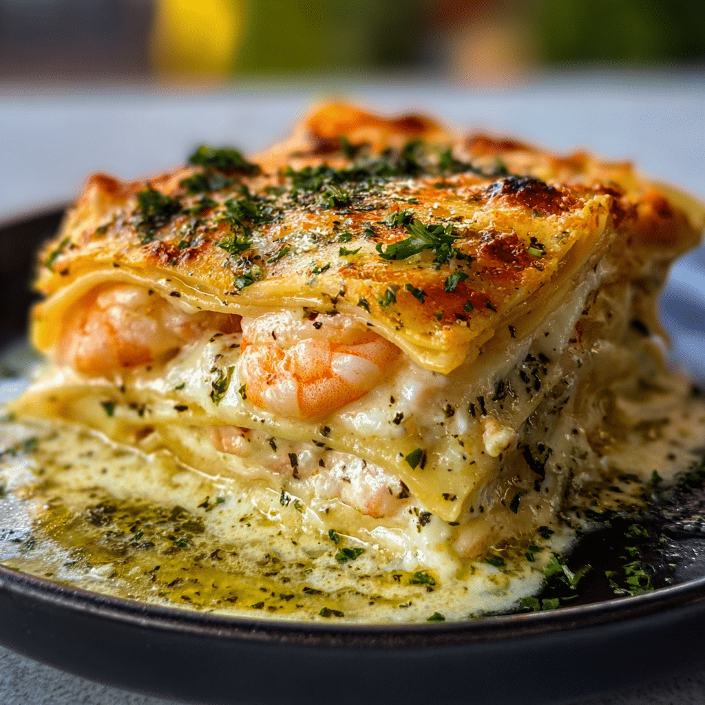 Garlic Butter Shrimp Scampi Lasagna