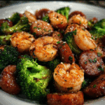 Honey Garlic Shrimp, Sausage & Broccoli