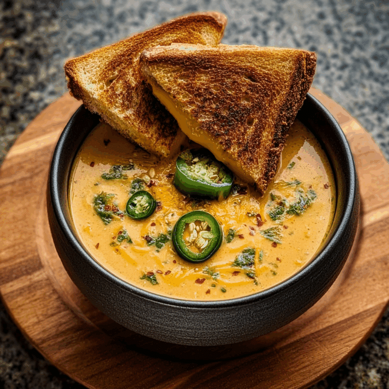 Spicy Jalapeño Popper Soup with Grilled Cheese Dippers