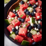 Watermelon Feta Salad with Cucumber and Blueberries
