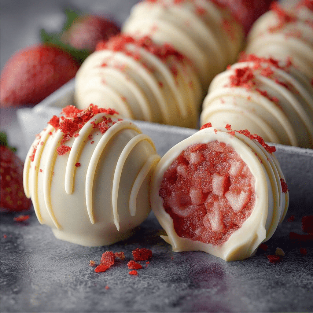 White Chocolate Strawberry Truffles