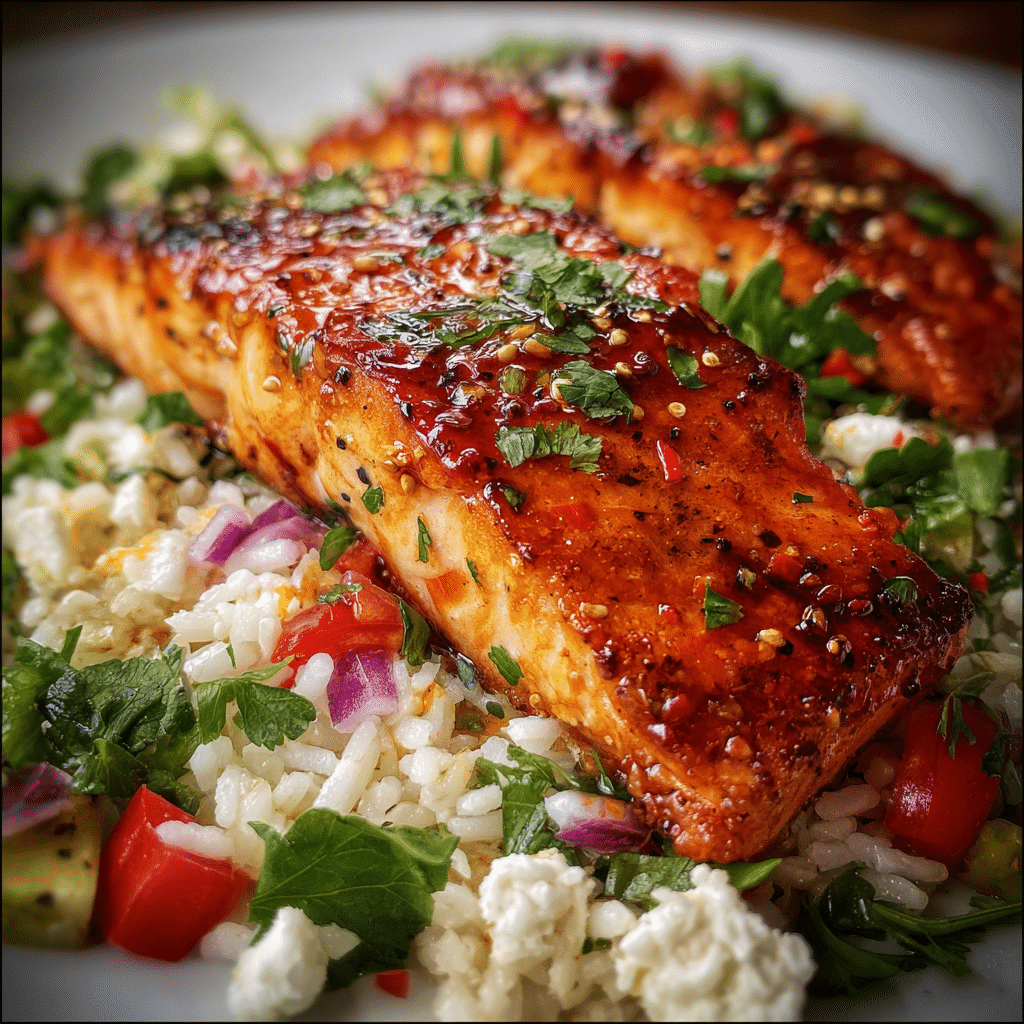 Chipotle Honey Salmon Rice Salad