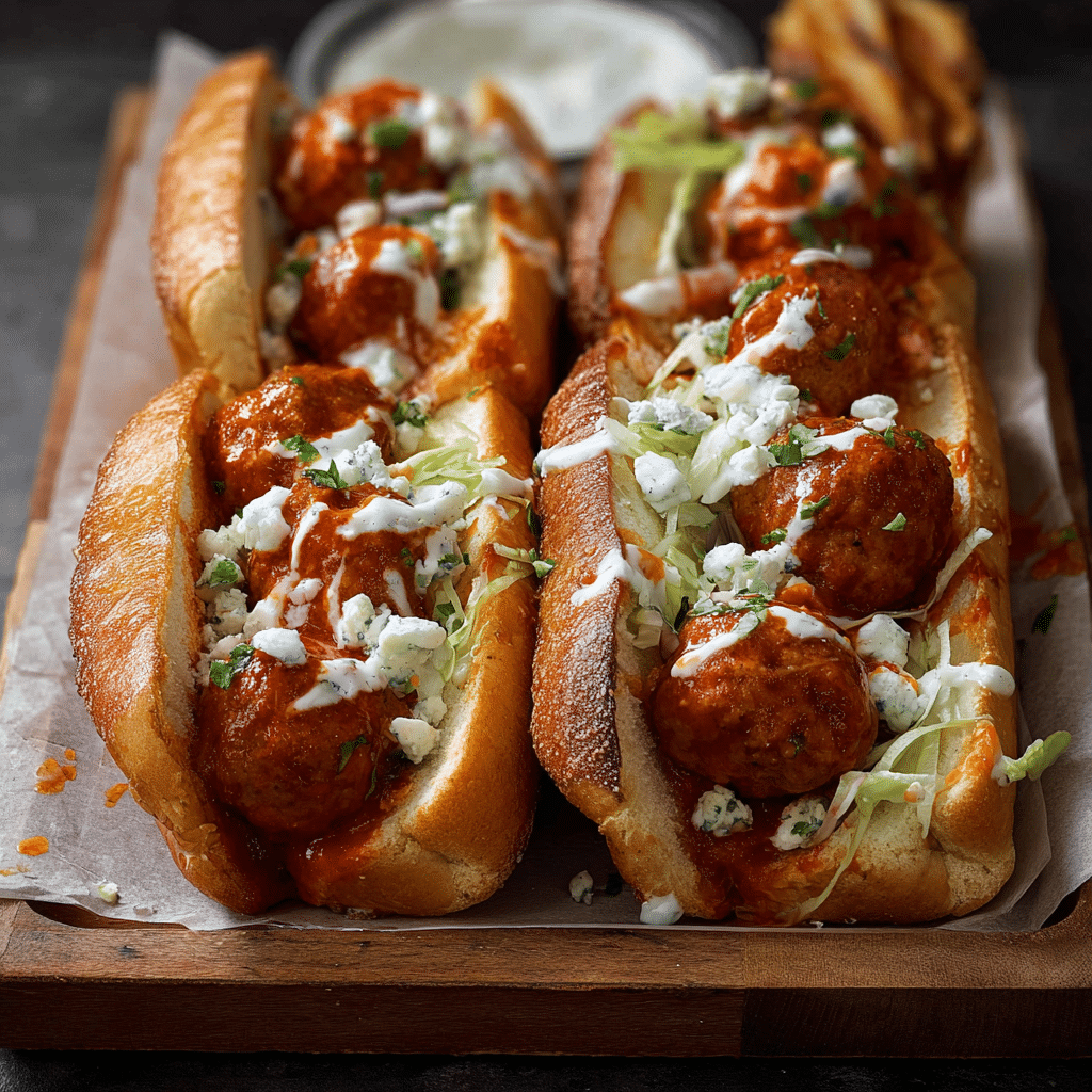 Buffalo Chicken Meatball Sandwiches