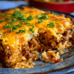 Cheesy Ground Beef and Rice Casserole