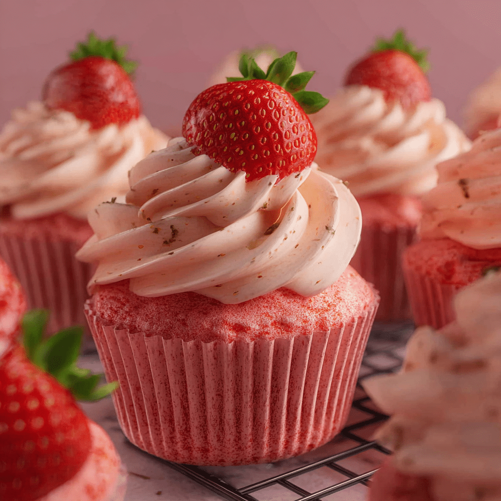 Fresh Strawberry Cupcakes with Creamy Frosting