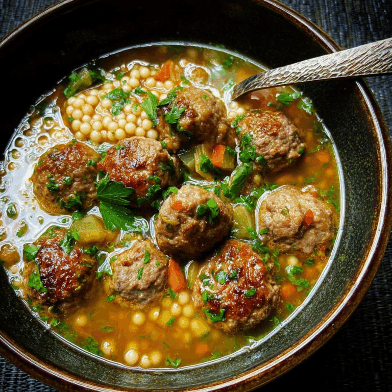 Moroccan Meatball Couscous Soup