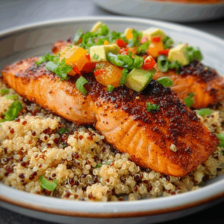 Sweet & Spicy Salmon with Dirty Quinoa