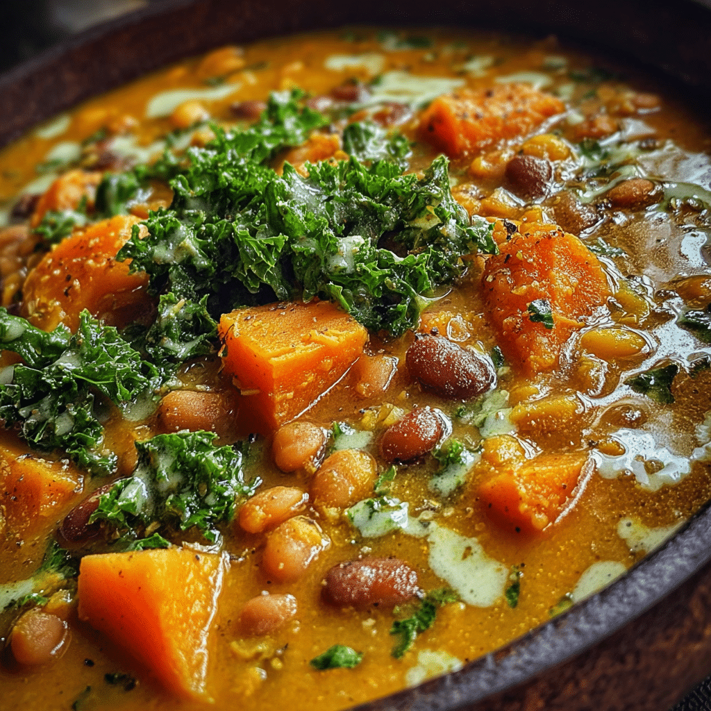 Curried Bean Stew with Coconut & Coriander Drizzle