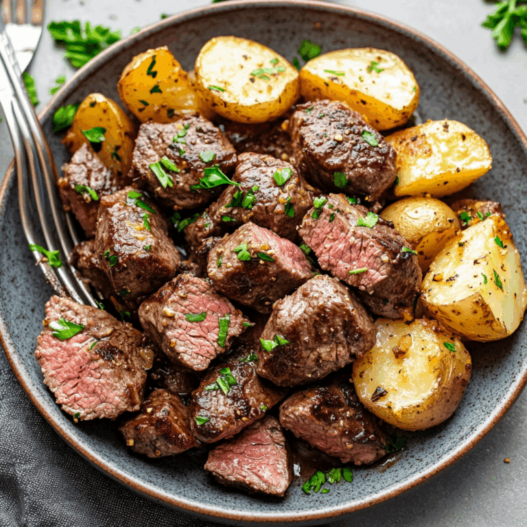 Garlic Butter Beef Bites with Potatoes