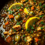 Schmaltzy Lentils with Chicken, Olives & Lemon