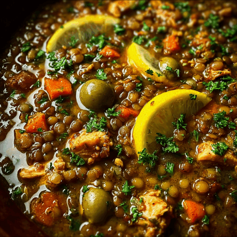 Schmaltzy Lentils with Chicken, Olives & Lemon