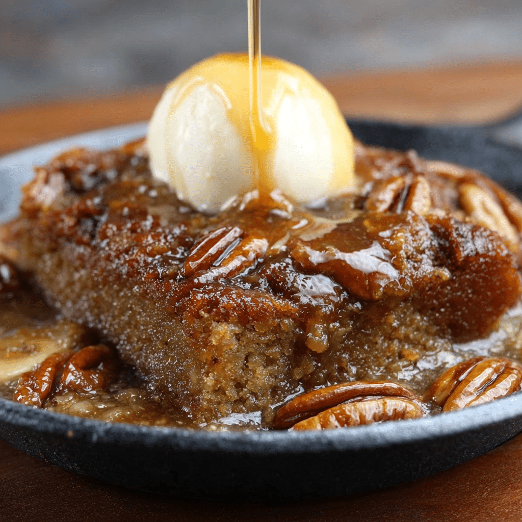 Sticky Banana, Date & Pecan Skillet Pudding