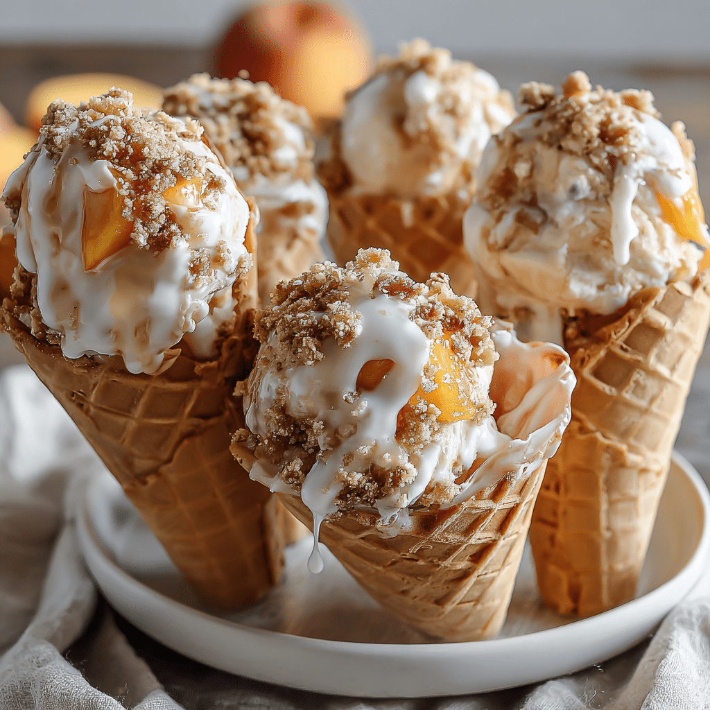 Peach Cobbler Cheesecake Cones