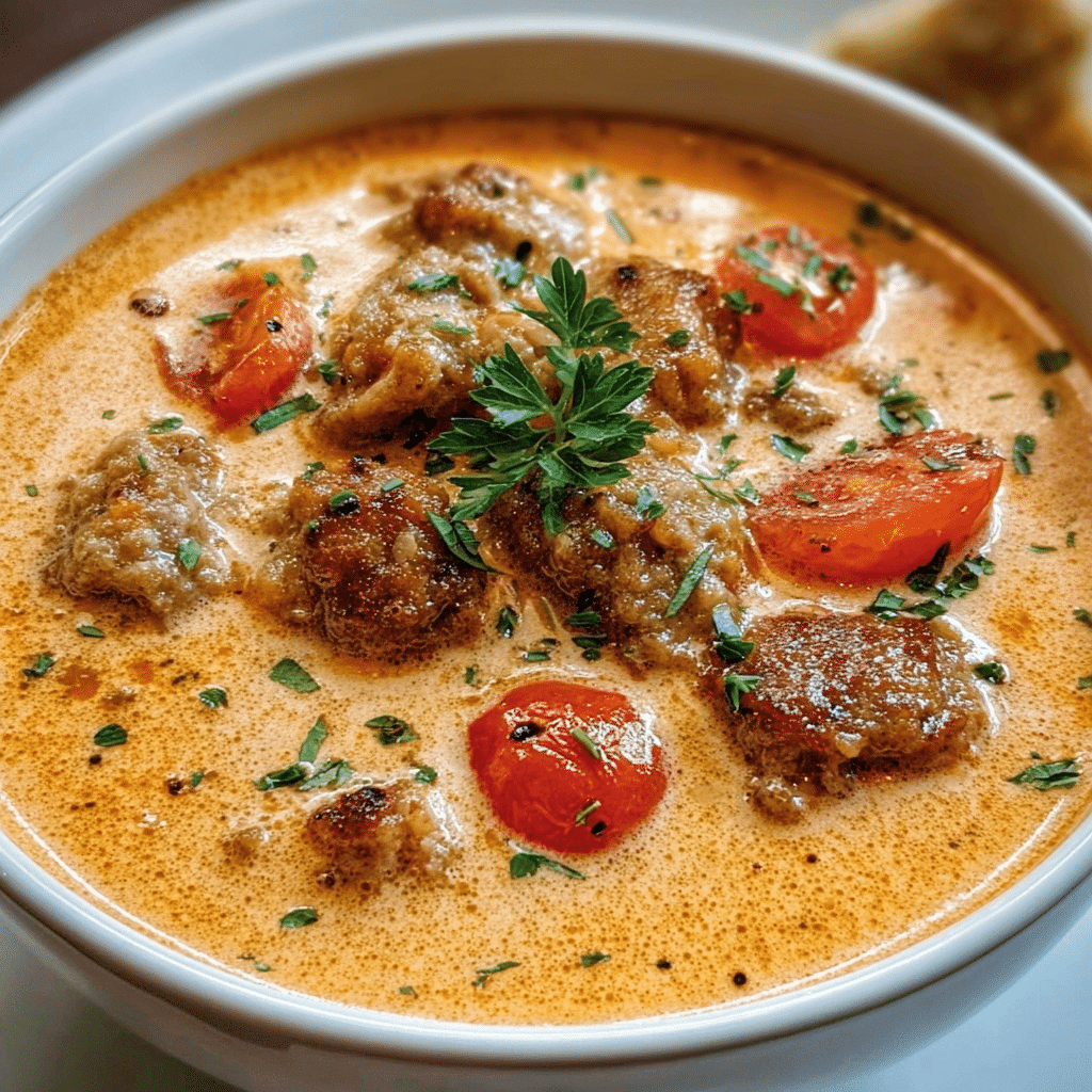 Sausage & Tomato Cream Cheese Soup