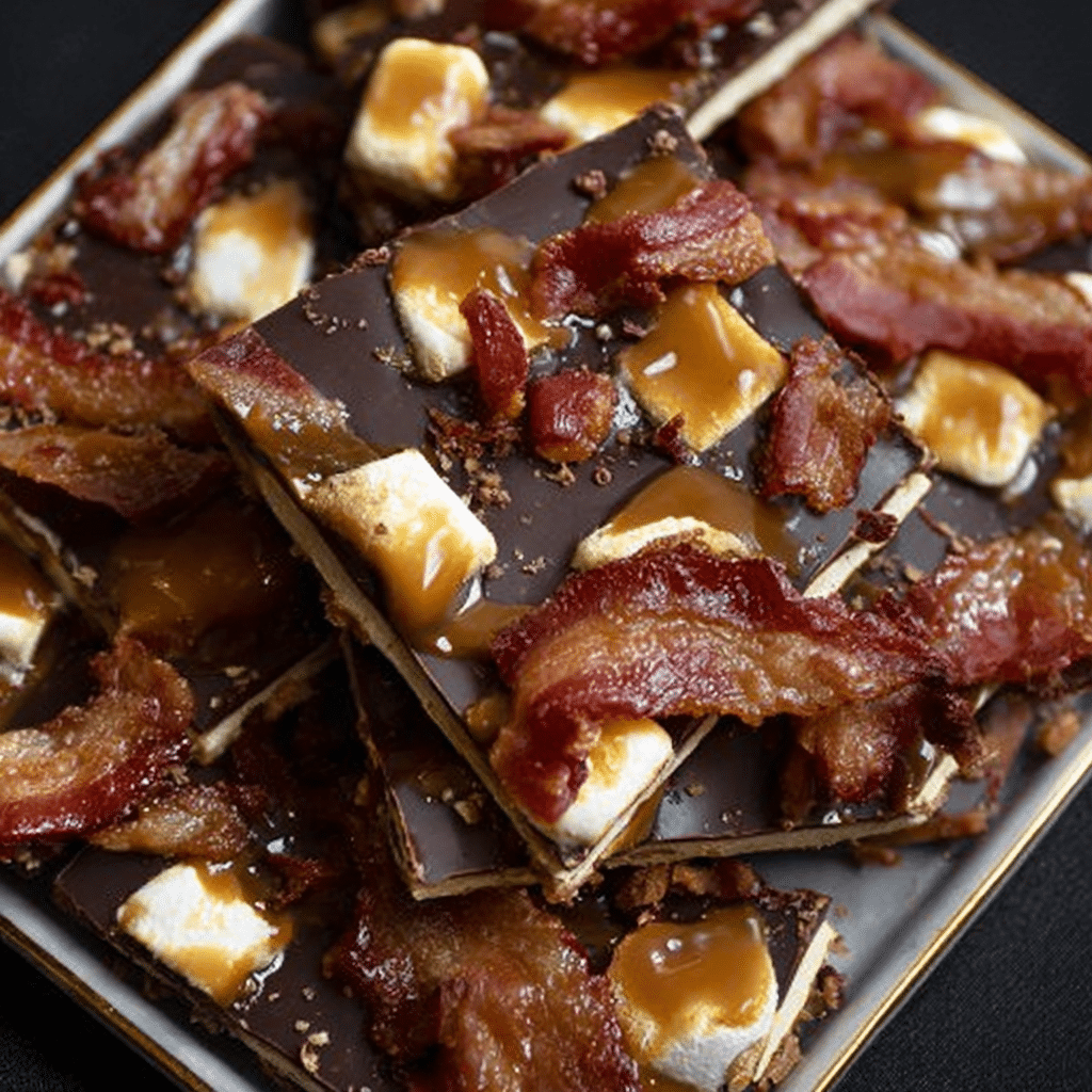 Chocolate Caramel Marshmallow Whiskey & Bacon Bark