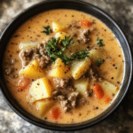 Crockpot Creamy Potato & Hamburger Soup