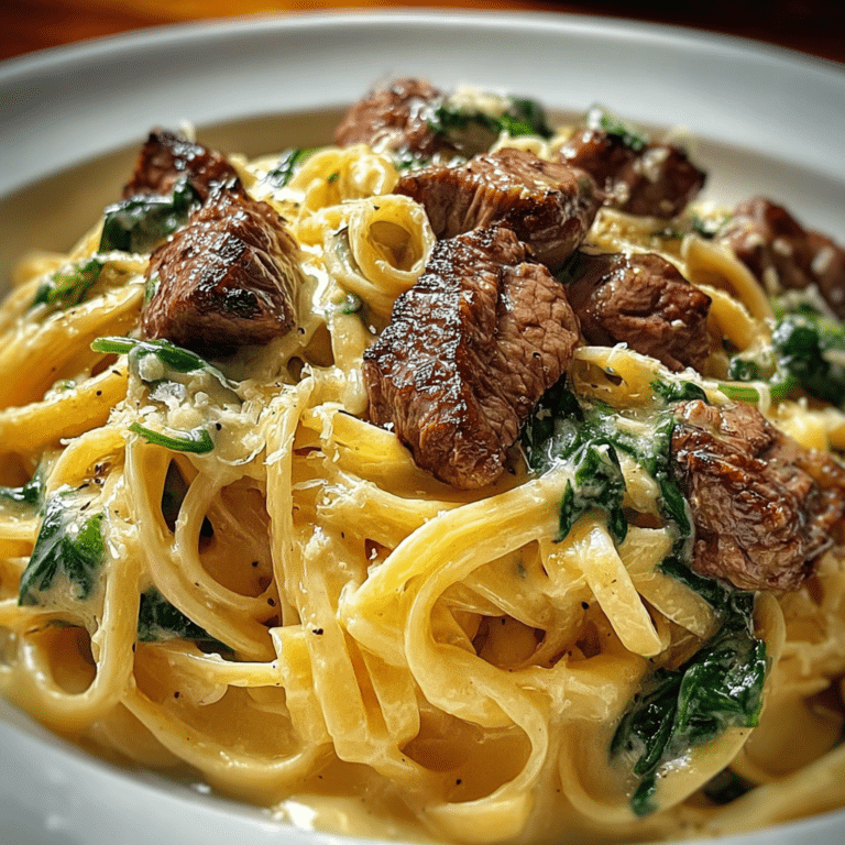 Creamy Cowboy Butter Linguine with Steak Bites & Spinach