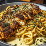 Garlic Parmesan Chicken Spaghetti with a Kick of Cajun