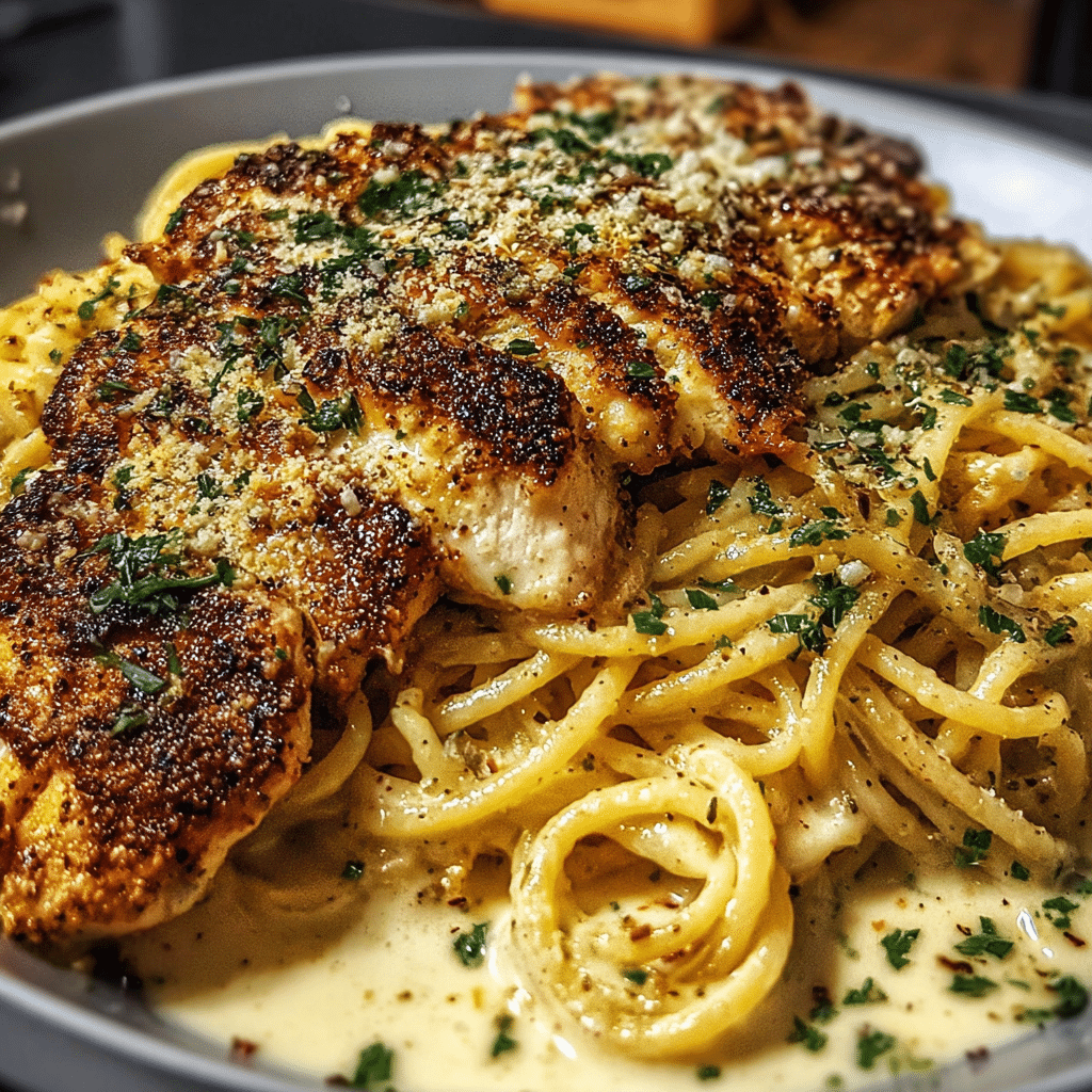 Garlic Parmesan Chicken Spaghetti with a Kick of Cajun