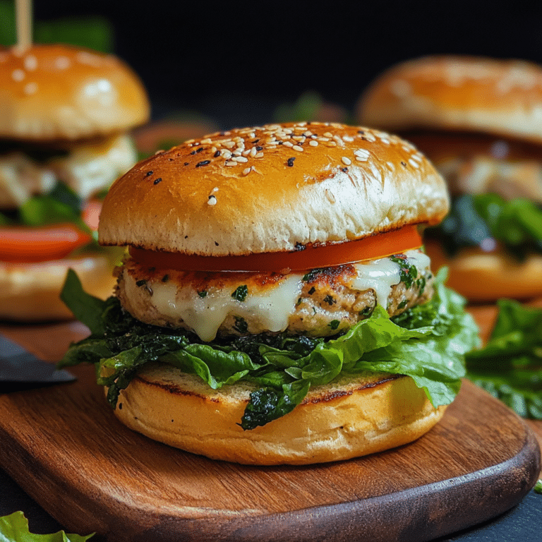 White Cheddar and Spinach Chicken Burgers