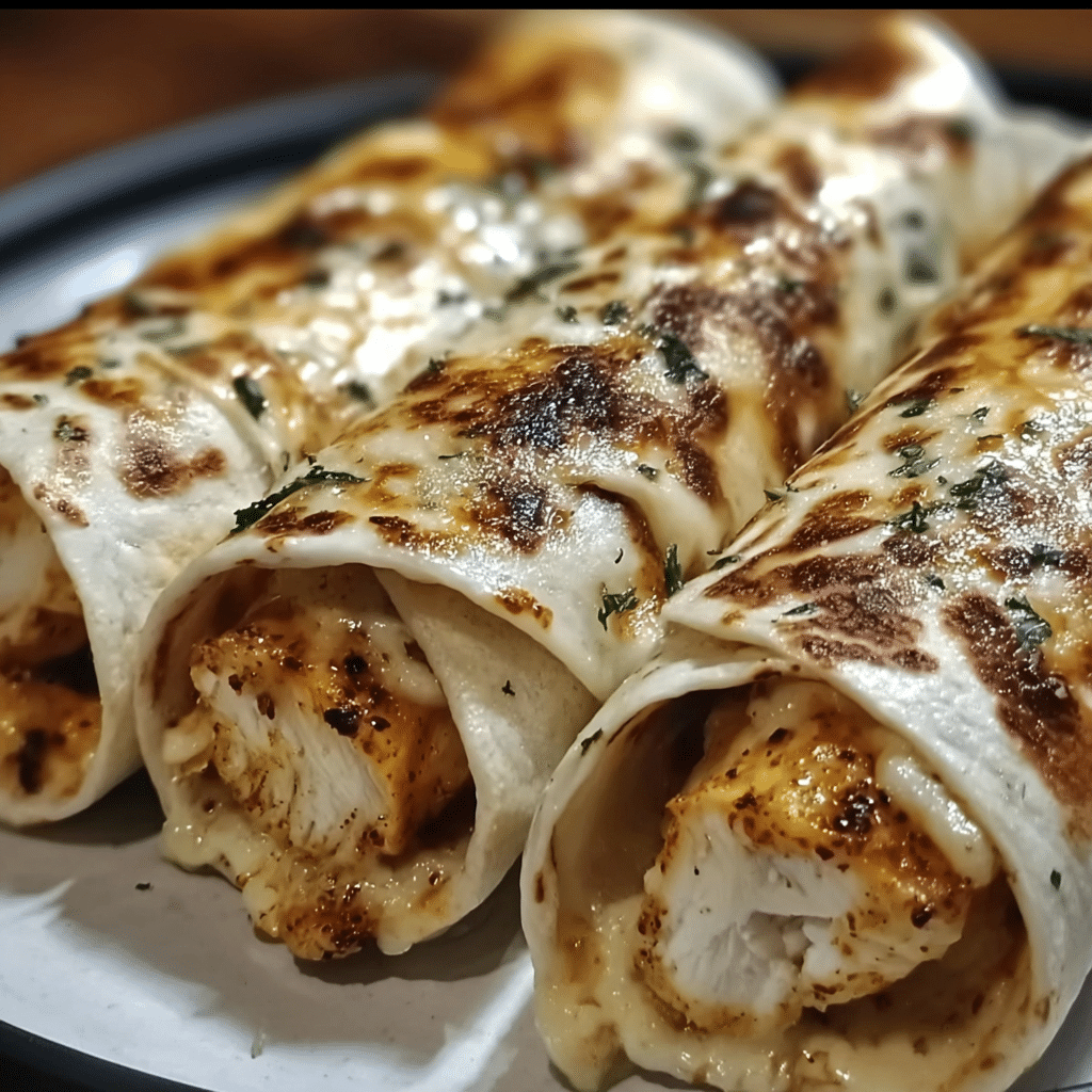 Cheesy Garlic Chicken Wraps