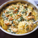 Chicken and Spinach Spaghetti Squash Alfredo