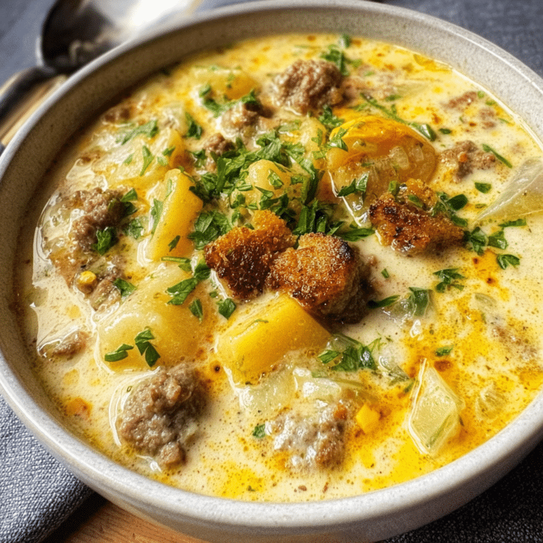 Creamy Cheesy Beef & Potato Soup