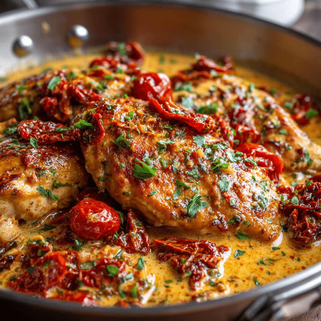 Creamy Sun Dried Tomato Chicken Skillet