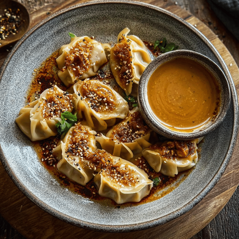 Oven-Baked Dumplings with Peanut Sauce