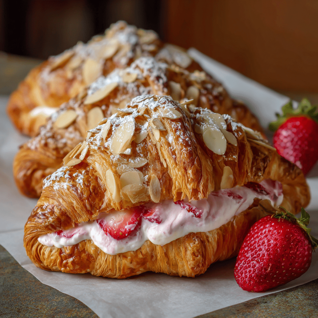 Strawberry Almond Cream Filled Croissants