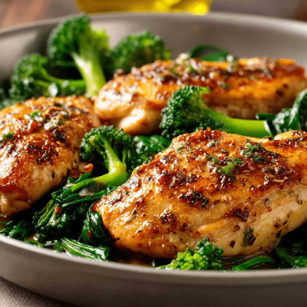 Garlic Chicken with Broccoli and Spinach