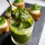 Mozzarella shooters with Walnut basil Pesto