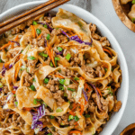 Potsticker Noodle Bowl with Pork & Cabbage Slaw